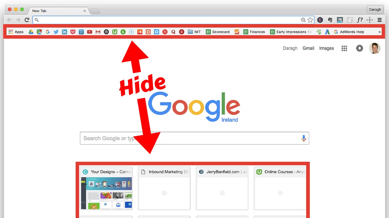 How to remove shortcuts from google chrome homepage